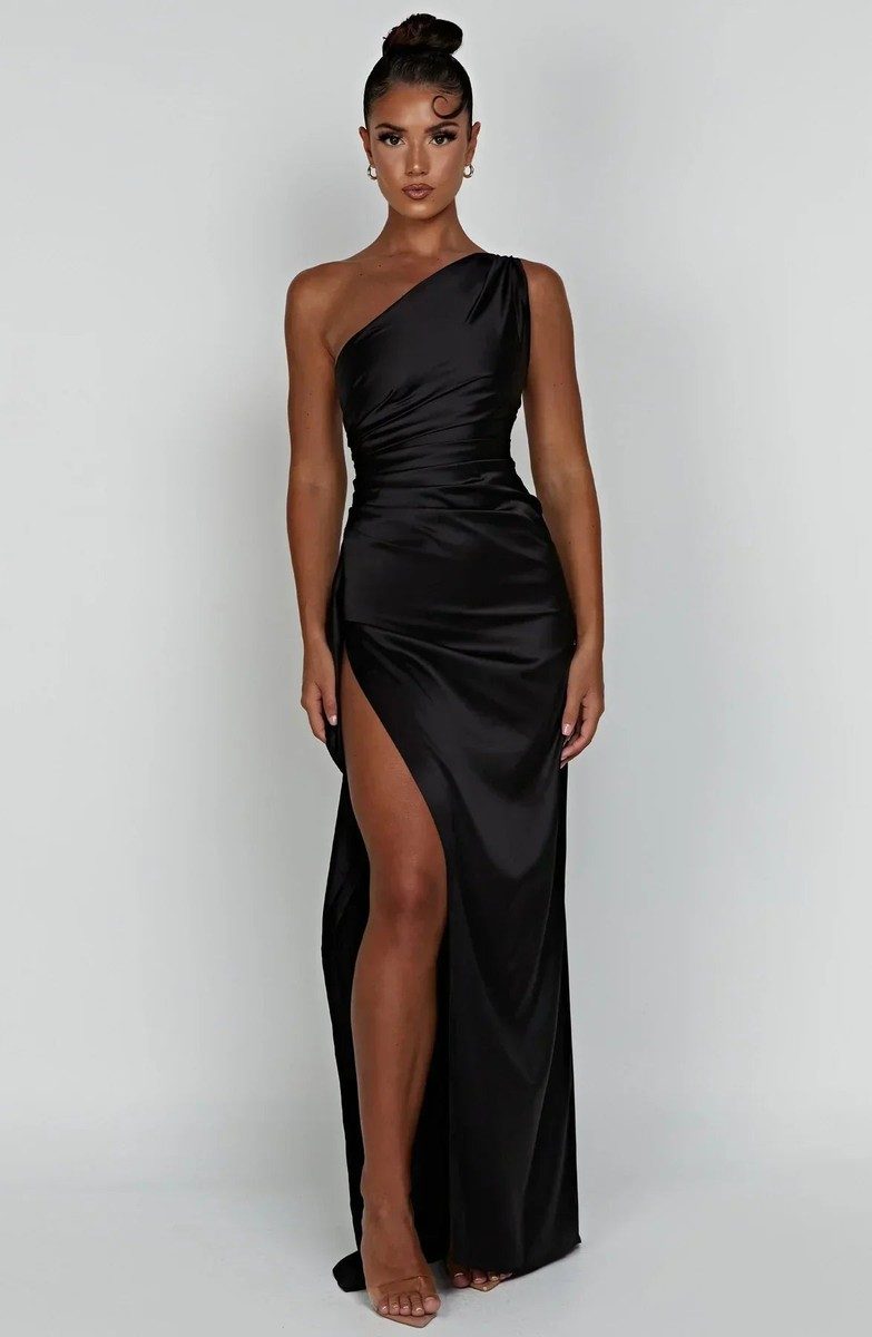 Elegant Women's Asymmetric Maxi Dress with High Split for Cocktail & Formal Events 11