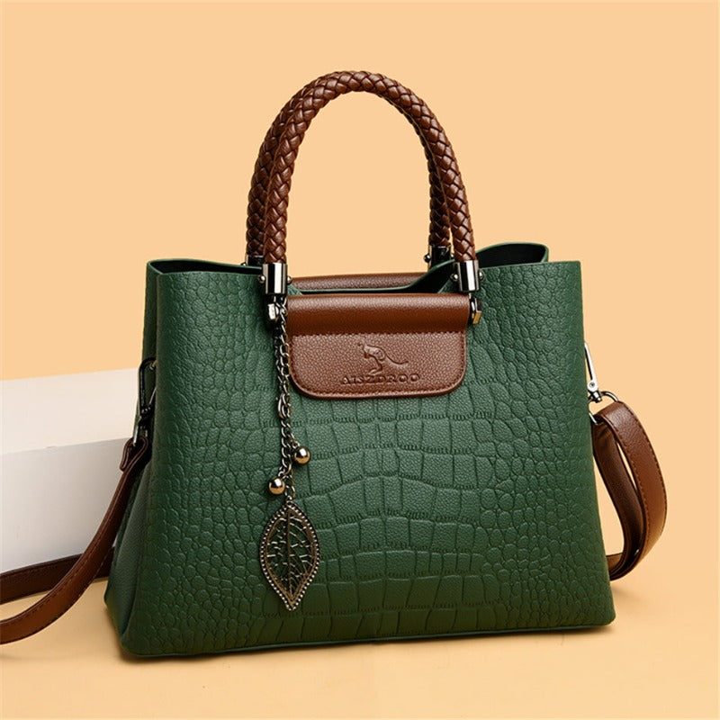 Elegant Women's Crocodile Handbag - Versatile Satchel with Adjustable Strap 0