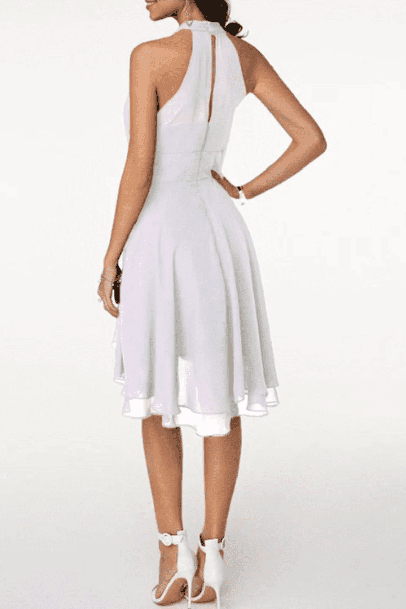 Elegant Women's Halter Neck Mini Dress with Ruffle Hem for Summer Cocktail Events 6
