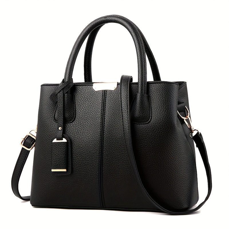 Elegant Women's Leather Tote Bag with Crossbody Strap - Spacious Handbag 0