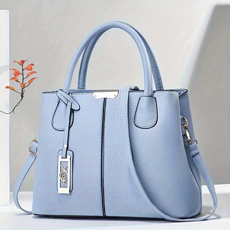 Elegant Women's Leather Tote Bag with Crossbody Strap - Spacious Handbag 1