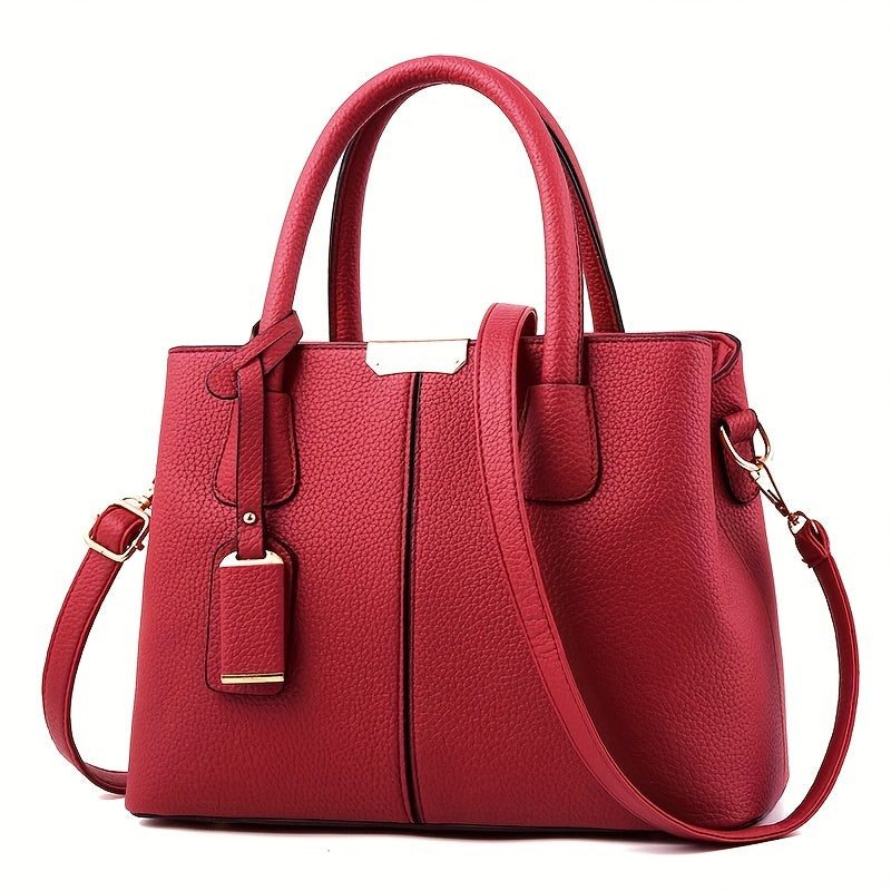 Elegant Women's Leather Tote Bag with Crossbody Strap - Spacious Handbag 4