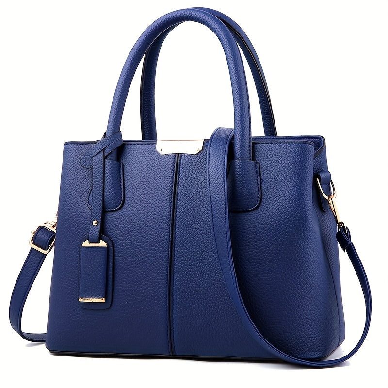 Elegant Women's Leather Tote Bag with Crossbody Strap - Spacious Handbag 6