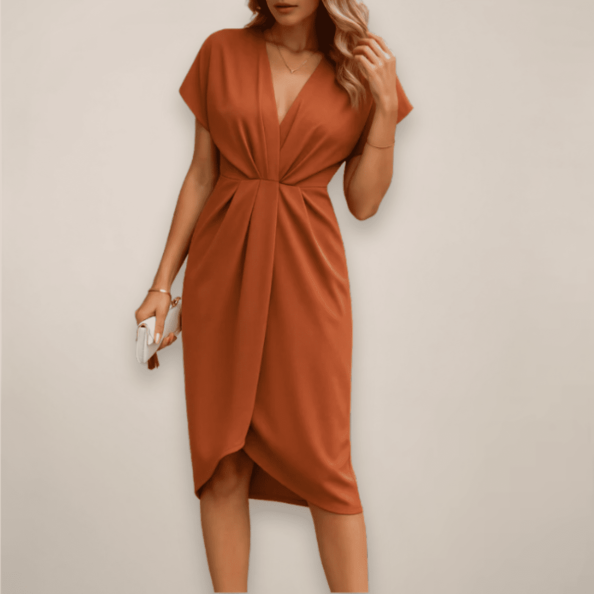 Elegant Women's Midi Wrap Dress - Adjustable Tie for Versatile Summer Style 2