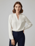 Elegant Women's Puff Sleeve Satin Blouse with Tailored Waist - Summer Top 0