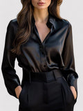 Elegant Women's Satin Long Sleeve Blouse - Flattering Fit for All Occasions 0