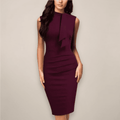 Elegant Women's Sleeveless Midi Dress - V-Neck Wrap Design for Summer & Formal Events 0
