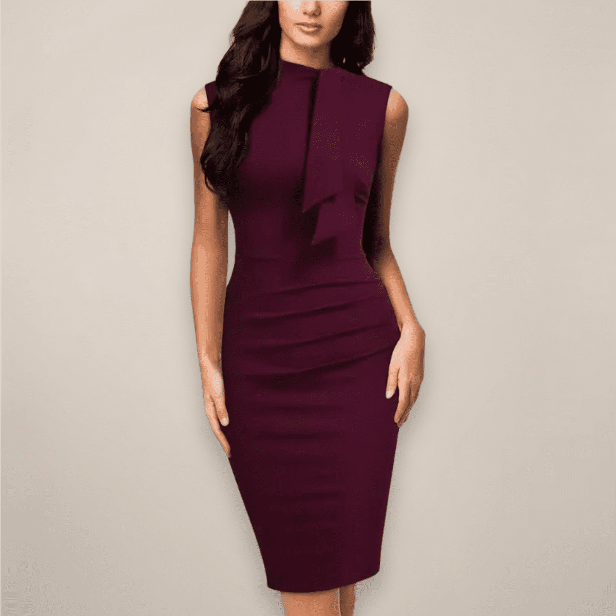 Elegant Women's Sleeveless Midi Dress - V-Neck Wrap Design for Summer & Formal Events 0
