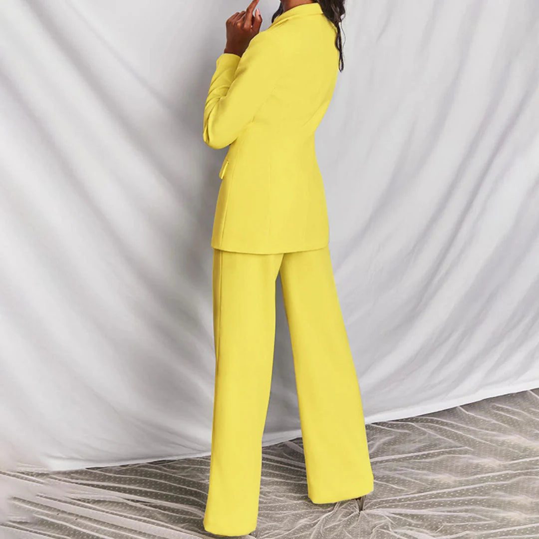 Elegant Women's Suit - Longline Blazer & Tailored Wide-Leg Pant Suit 1