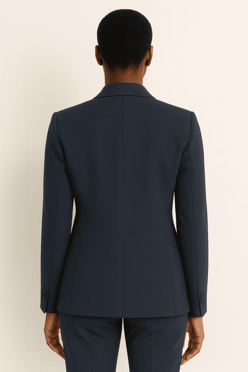 Elegant Women's Suit - Navy Blue Tailored Blazer & Straight-Leg Trousers for Work 2