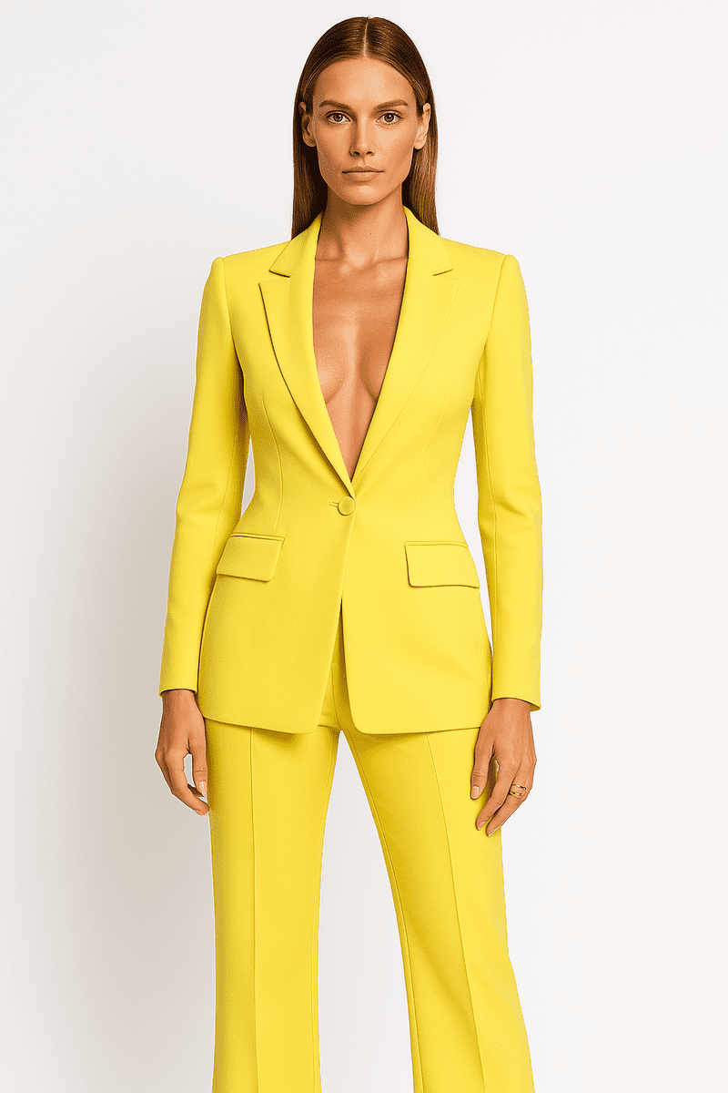 Elegant Women's Suit Set - Single-Button Blazer & Straight-Leg Pants for Work 1