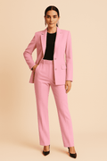Elegant Women's Tailored Suit Set - Blazer & Pleated Trousers for Office Wear 0