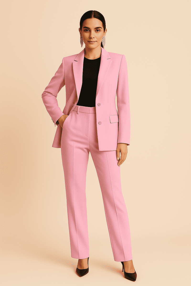 Elegant Women's Tailored Suit Set - Blazer & Pleated Trousers for Office Wear 0