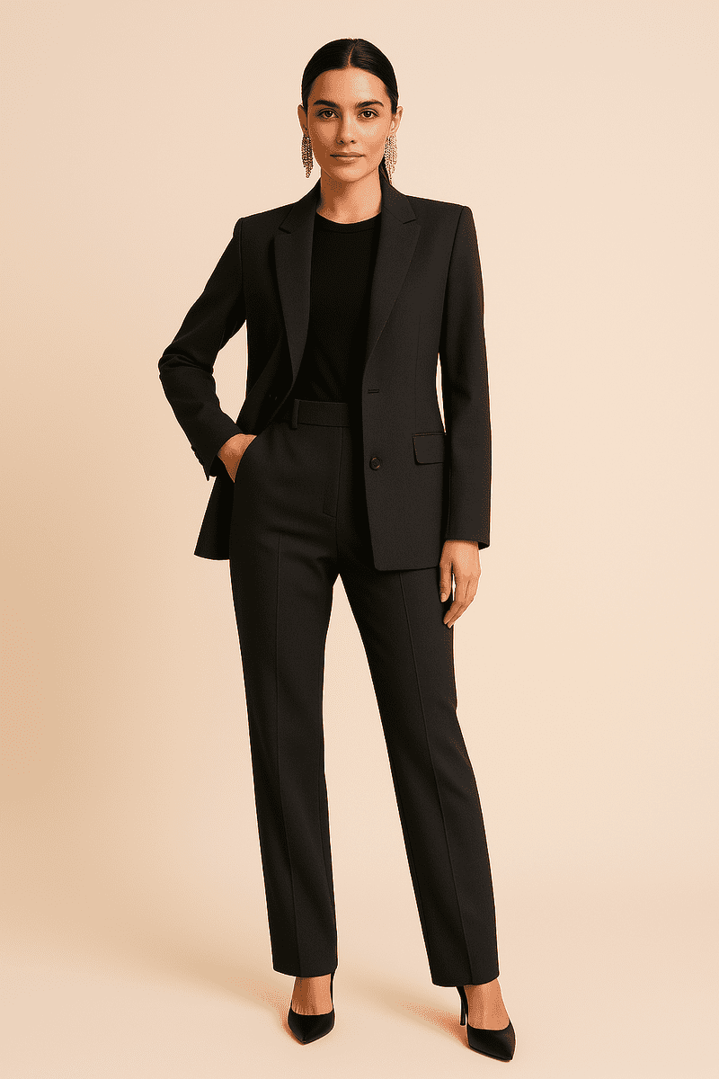 Elegant Women's Tailored Suit Set - Blazer & Pleated Trousers for Office Wear 1