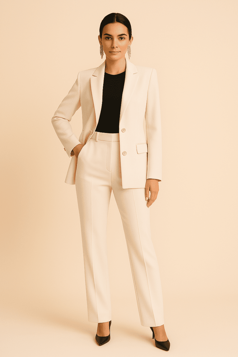 Elegant Women's Tailored Suit Set - Blazer & Pleated Trousers for Office Wear 2