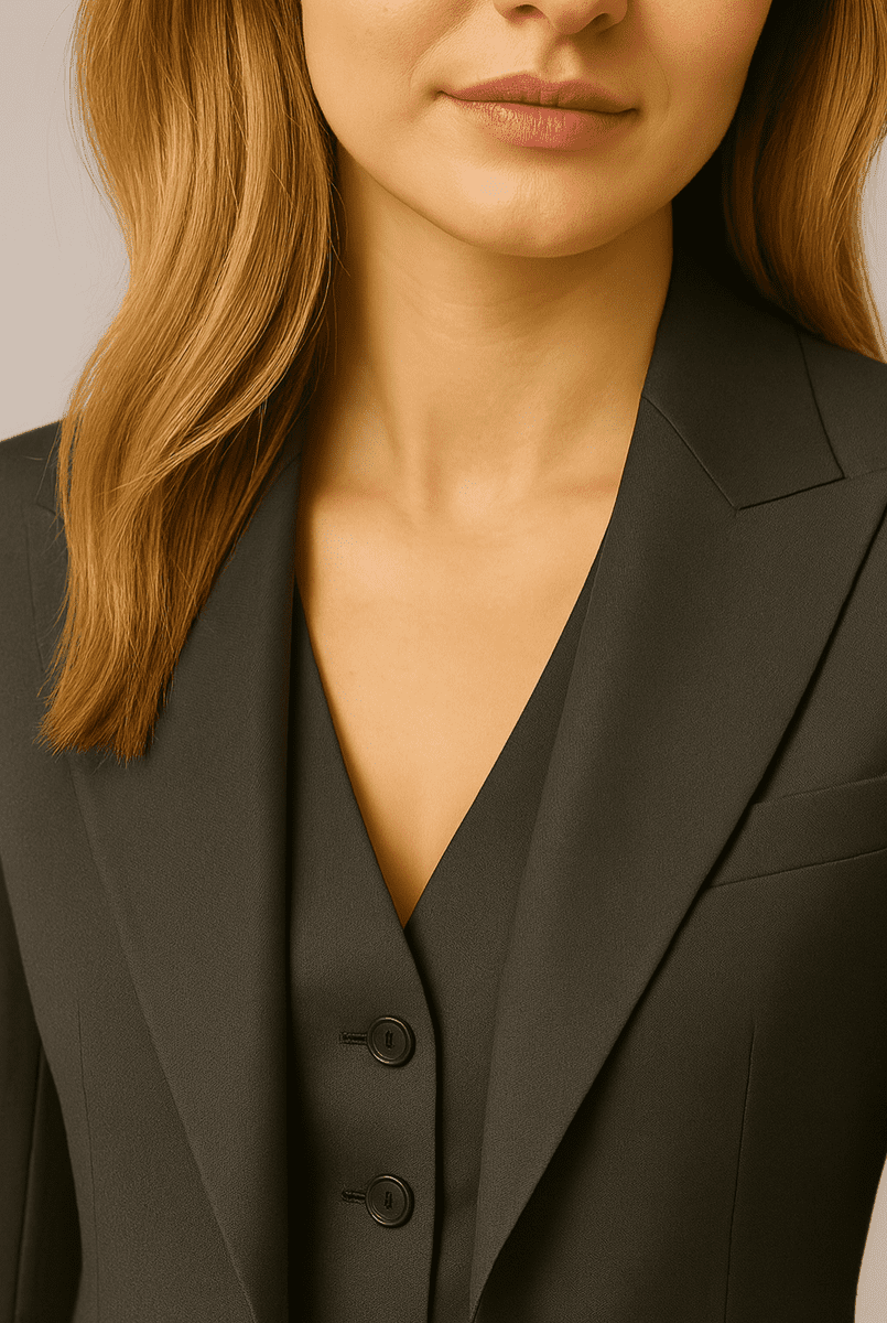 Elegant Women's Three-Piece Slim Fit Suit - Tailored Blazer, Vest & Trousers 2