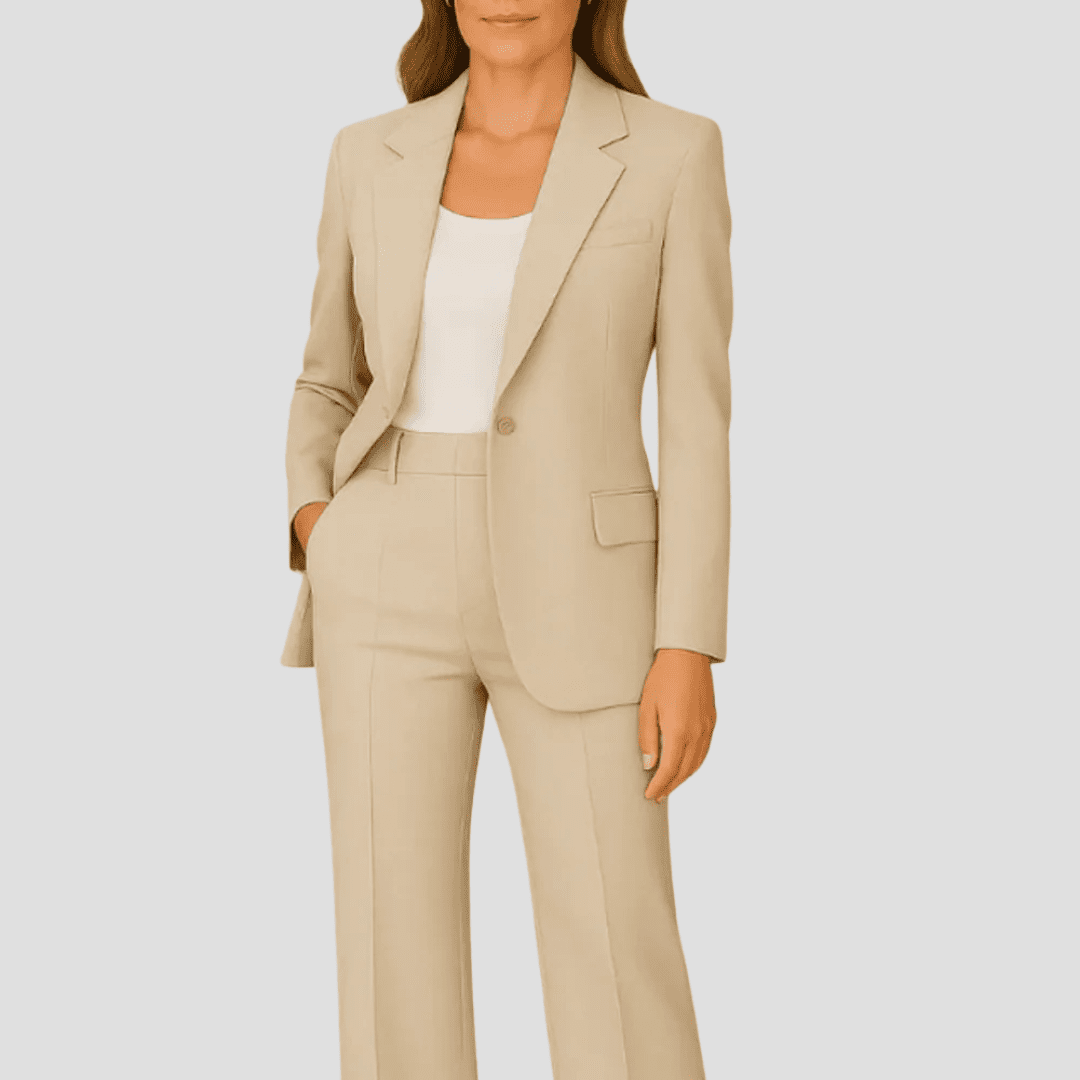 Elegant Women's Two-Piece Suit - Tailored Blazer & Slim Trousers for Business 1