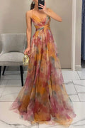 Elegant Women's V-Neck Floral Maxi Dress - Lightweight Summer Dress for Special Occasions 0