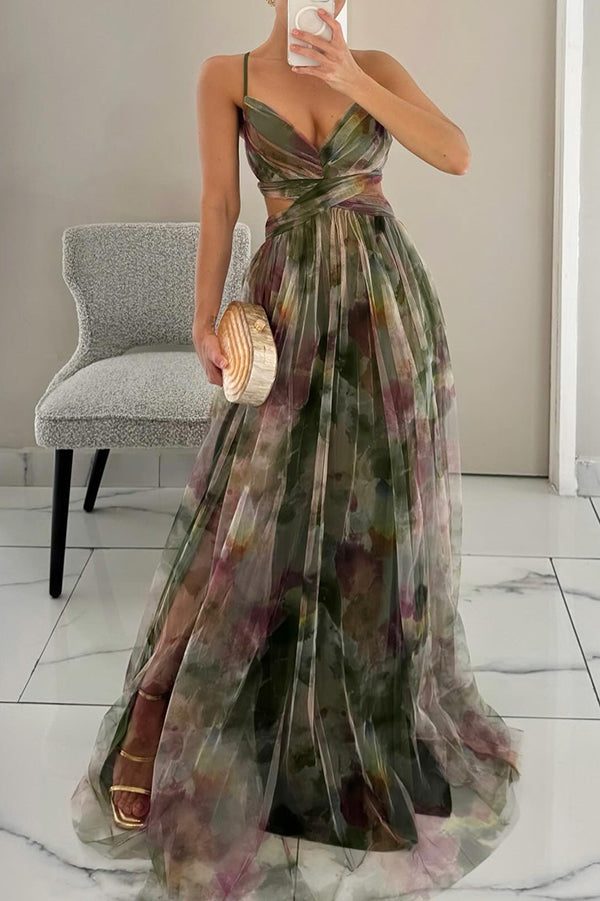Elegant Women's V-Neck Floral Maxi Dress - Lightweight Summer Dress for Special Occasions 3