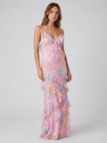 Ethereal Flow Ruffle Maxi Dress - Floral Design for Women, Soft Pastel Elegance 0