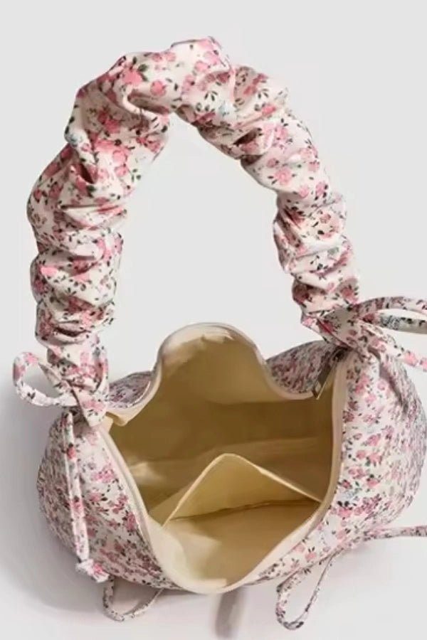 Floral Handbag with Ruched Handles - Stylish Multi-Color Design for Women 3
