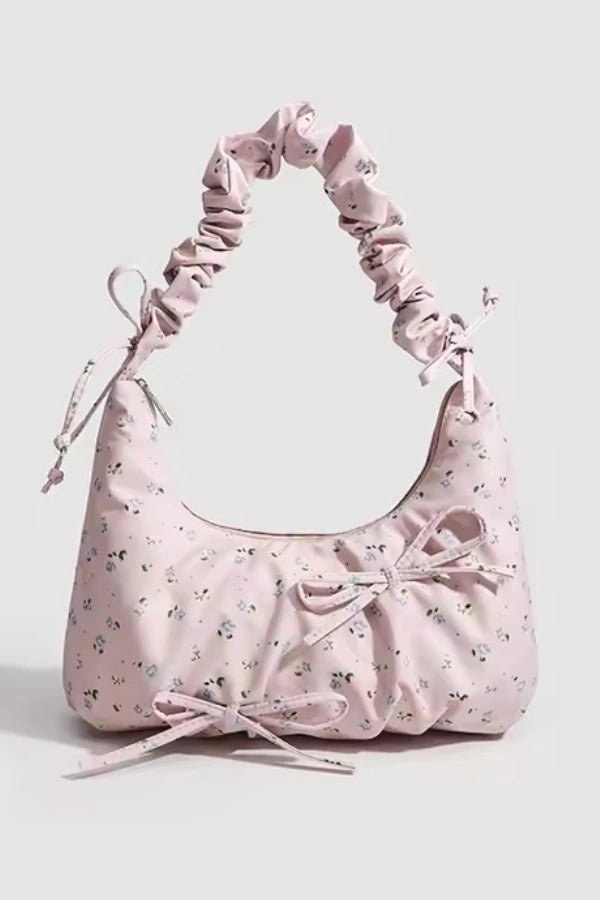 Floral Handbag with Ruched Handles - Stylish Multi-Color Design for Women 6