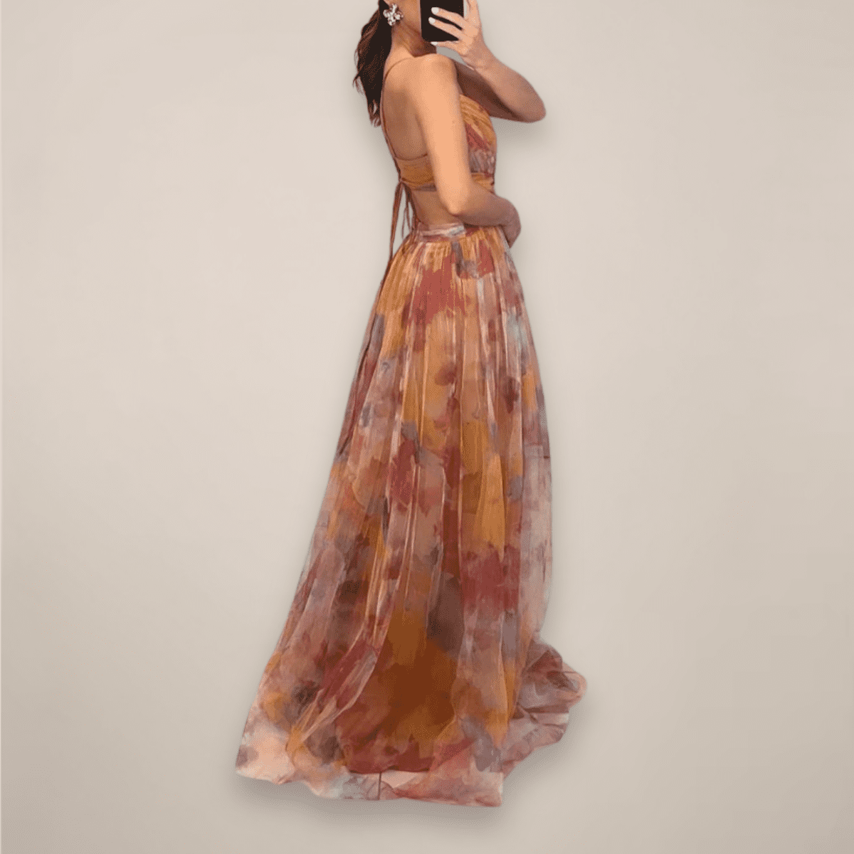 Floral Maxi Dress for Women - Lightweight Summer Dress with Adjustable Back Tie 1