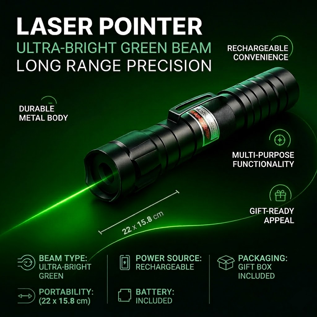 Green Laser Pointer with Rechargeable Battery and Long Range for Presentations 3