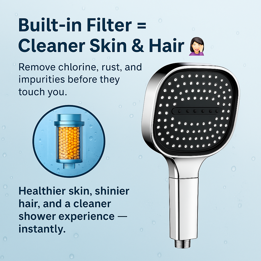 High Pressure Shower Head with Turbo Boost and Filtration System, Chrome Finish 5