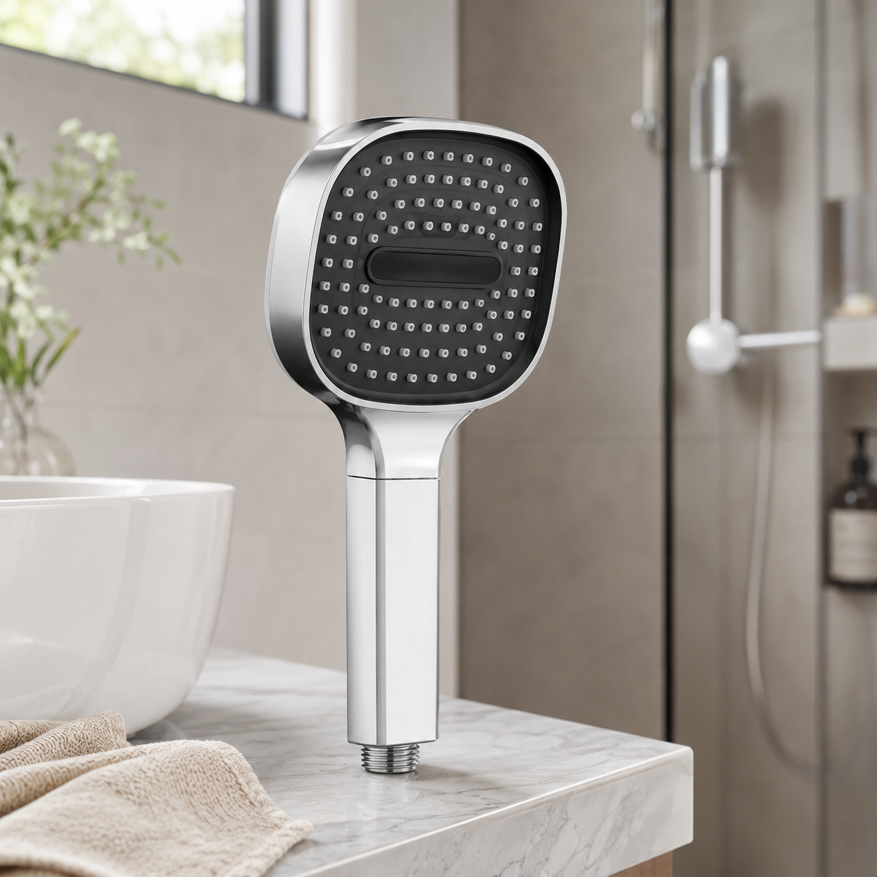 High Pressure Shower Head with Turbo Boost and Filtration System, Chrome Finish
