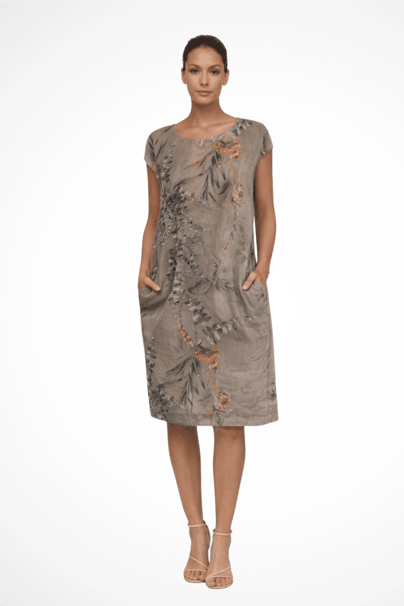 Ivy Women's Casual Relaxed Fit Summer Dress with Botanical Print & Pockets 2