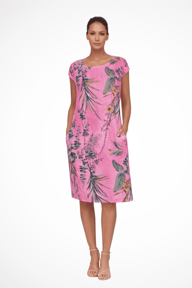 Ivy Women's Casual Relaxed Fit Summer Dress with Botanical Print & Pockets 4