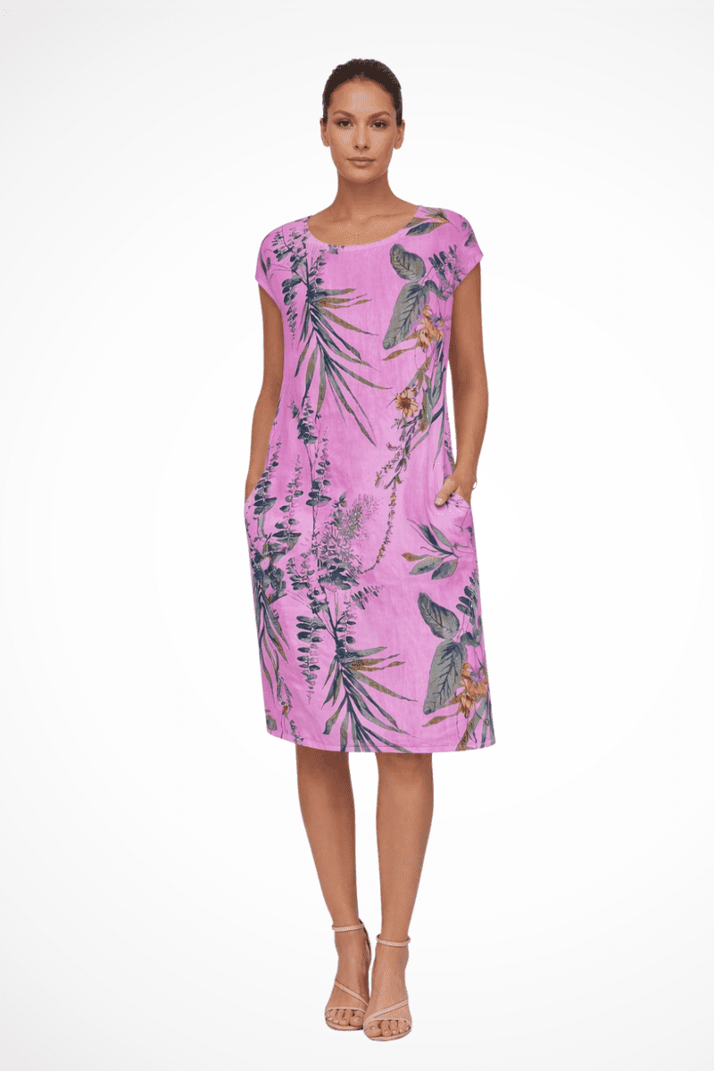 Ivy Women's Casual Relaxed Fit Summer Dress with Botanical Print & Pockets 5