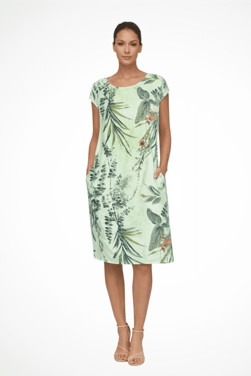 Ivy Women's Casual Relaxed Fit Summer Dress with Botanical Print & Pockets 6
