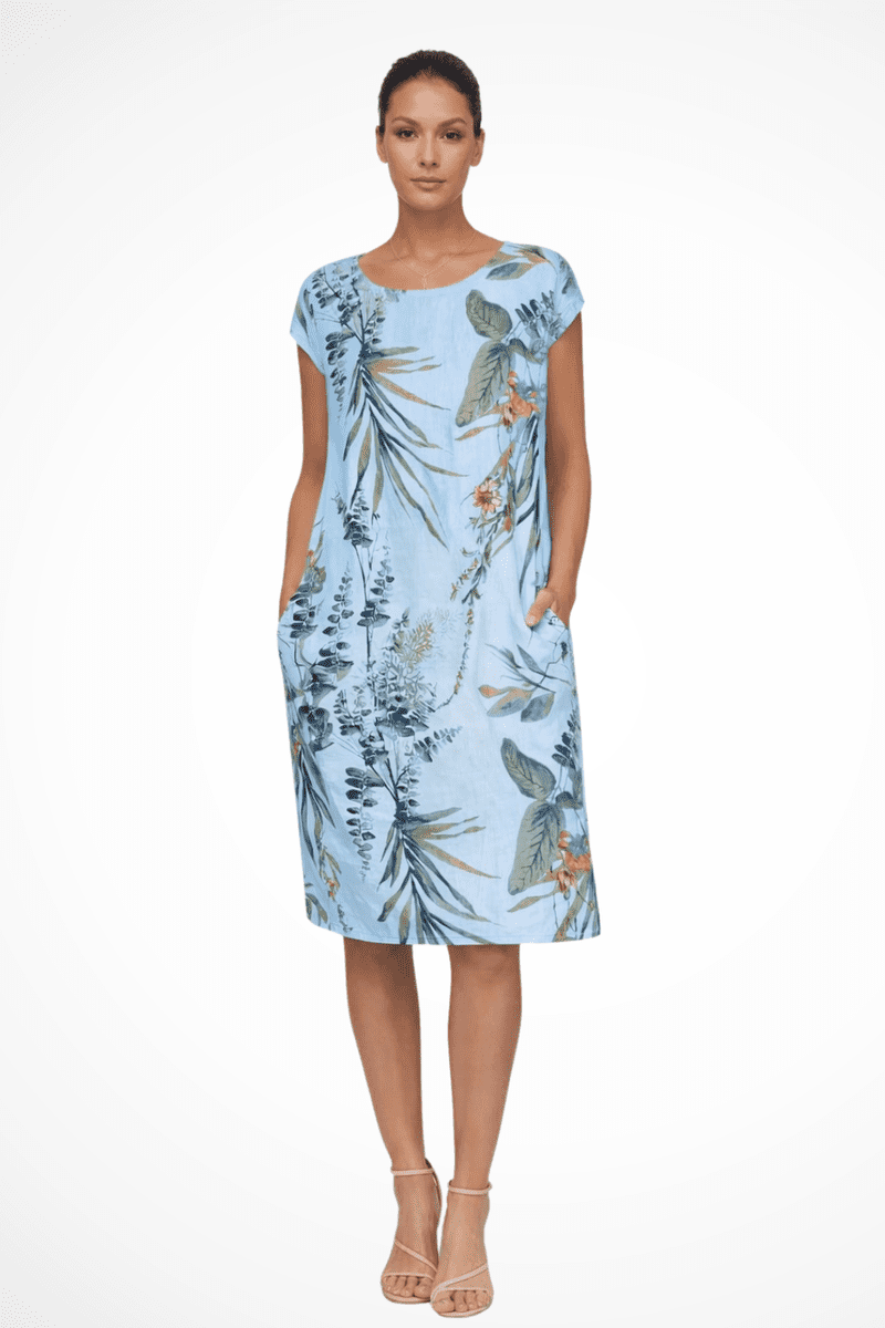 Ivy Women's Casual Relaxed Fit Summer Dress with Botanical Print & Pockets 7