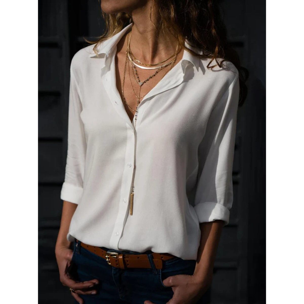 Kayleigh - Women's Long Sleeve Blouse with Button Closure, Lightweight & Versatile 0