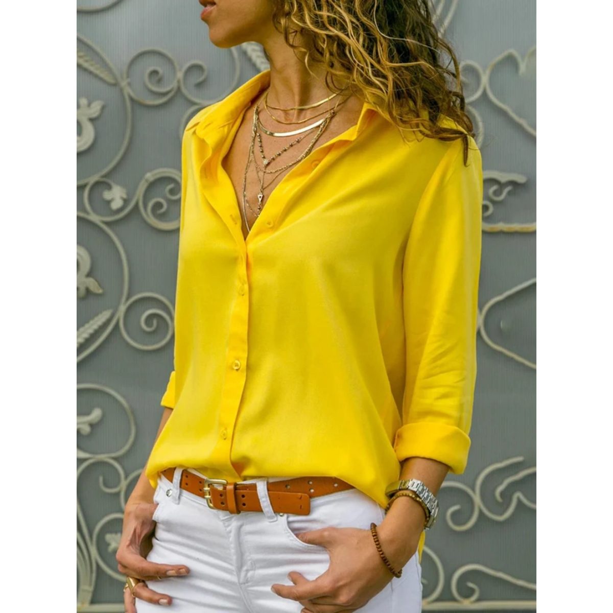 Kayleigh - Women's Long Sleeve Blouse with Button Closure, Lightweight & Versatile 2