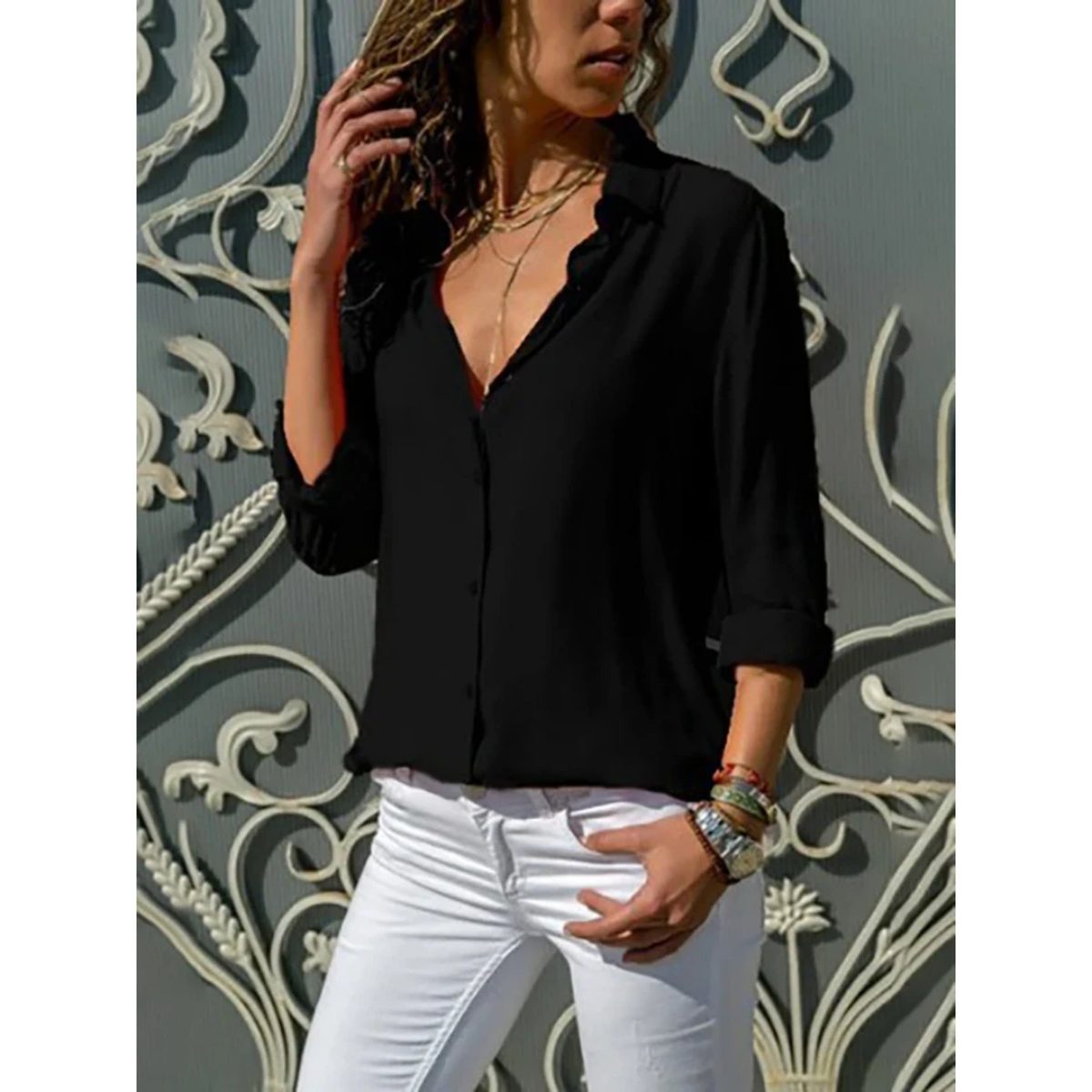 Kayleigh - Women's Long Sleeve Blouse with Button Closure, Lightweight & Versatile 5