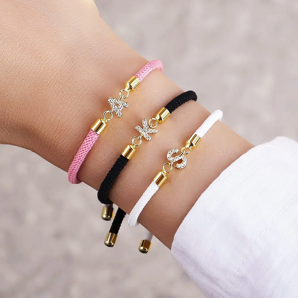 Liora - Adjustable Personalized Initial Bracelet with Diamond Charm 1