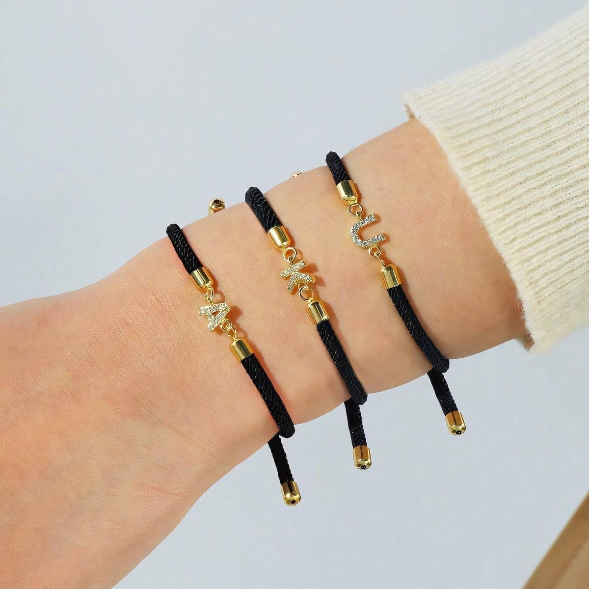 Liora - Adjustable Personalized Initial Bracelet with Diamond Charm 7