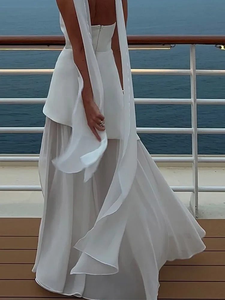 Luna's Enchanted Motion - High-Slit Maxi Dress for Women with Sheer Overlay 2