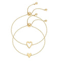 Matching Heart Bracelet Set - Adjustable Silver Chains for Meaningful Connections 0