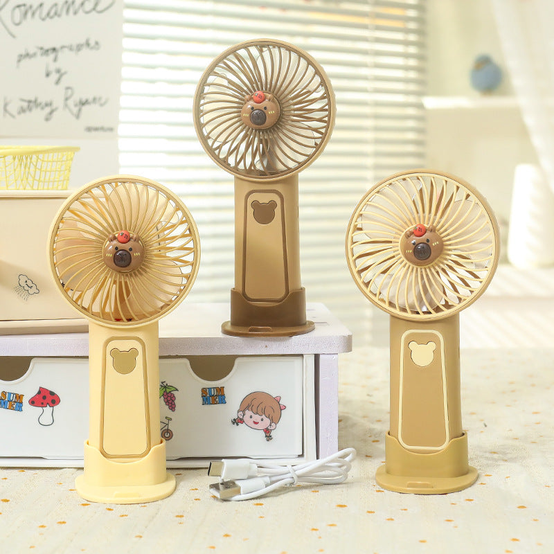 Mini Hand Fan in Plastic with Bear Motif and USB Rechargeable Battery for Travel 2