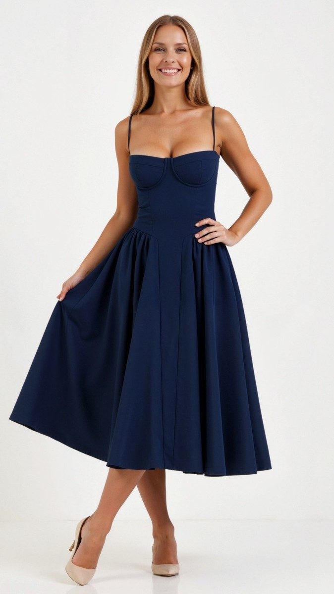 Odette Floral Midi Dress - Sweetheart Neckline & Gathered Skirt for Women 10