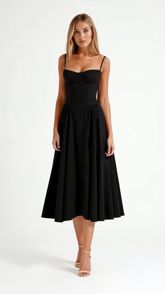 Odette Floral Midi Dress - Sweetheart Neckline & Gathered Skirt for Women 3