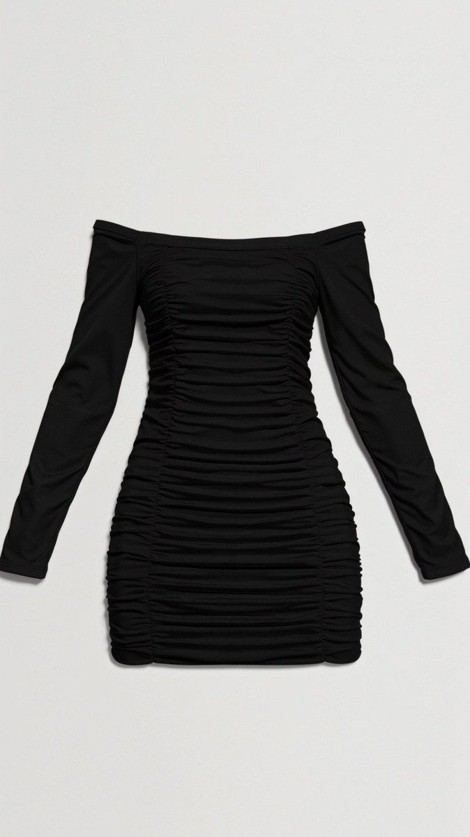 Off-Shoulder Bodycon Mini Dress - Gathered Detailing for Women - White Cocktail Dress 5