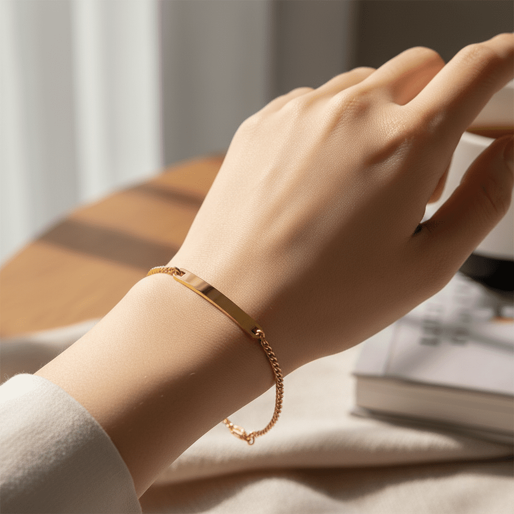 Personalized 18k Gold Plated Engraved Bracelet Set for Couples - Durable Stainless Steel, Customizable Names & Dates 2