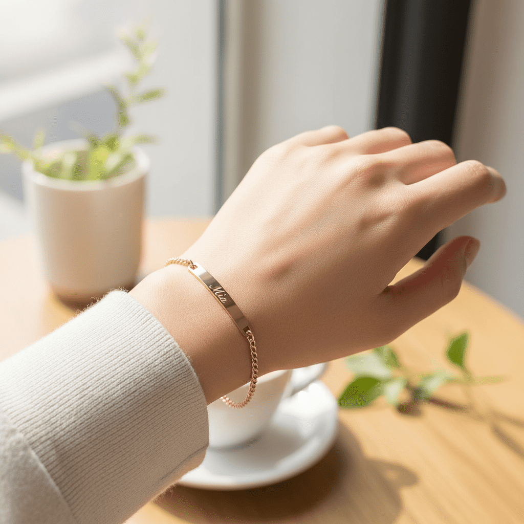 Personalized 18k Gold Plated Engraved Bracelet Set for Couples - Durable Stainless Steel, Customizable Names & Dates 7