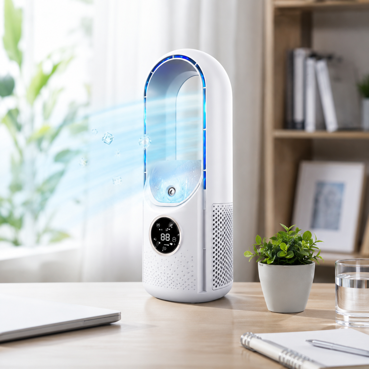 Portable Air Conditioner with Bladeless Design and Adjustable Fan Speeds for Home or Office