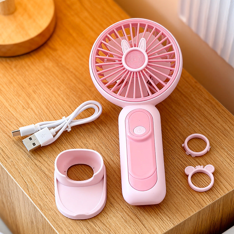 Portable Handheld Fan in ABS Plastic with Removable Stand and Rechargeable Battery 0